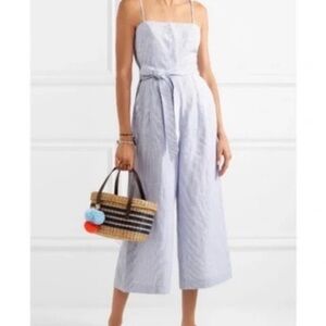 j. crew 𖤓 nwt blue & white striped jumpsuit.